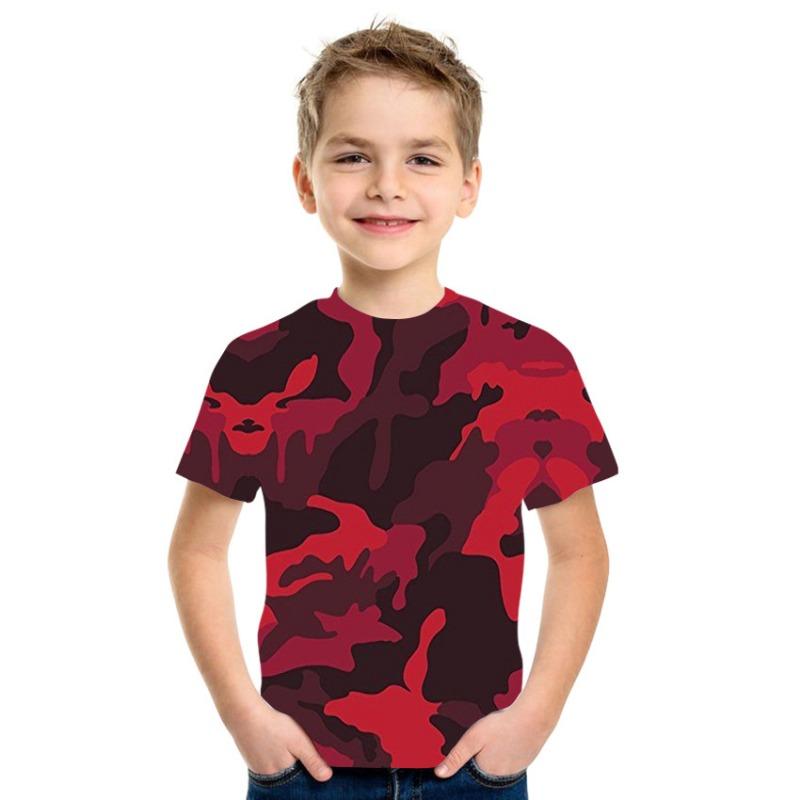 Kinderkleidung Camouflage Farbe 3D-Druck T-Shirt Jungen Mädchen Kleidung 2-10 Jahre Kind Baby Rundhals Oberteil Sommer Outdoor Spielkleidung