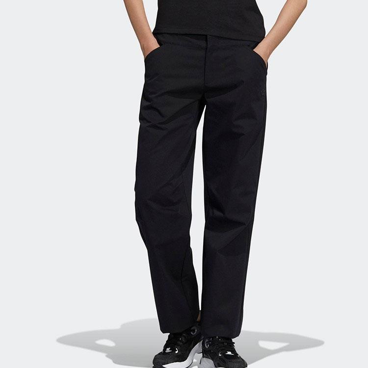 Adidas Originals Trefoil Solid Color Logo Embroidered Straight Fit Casual Pants Women Bottoms Black HD0333