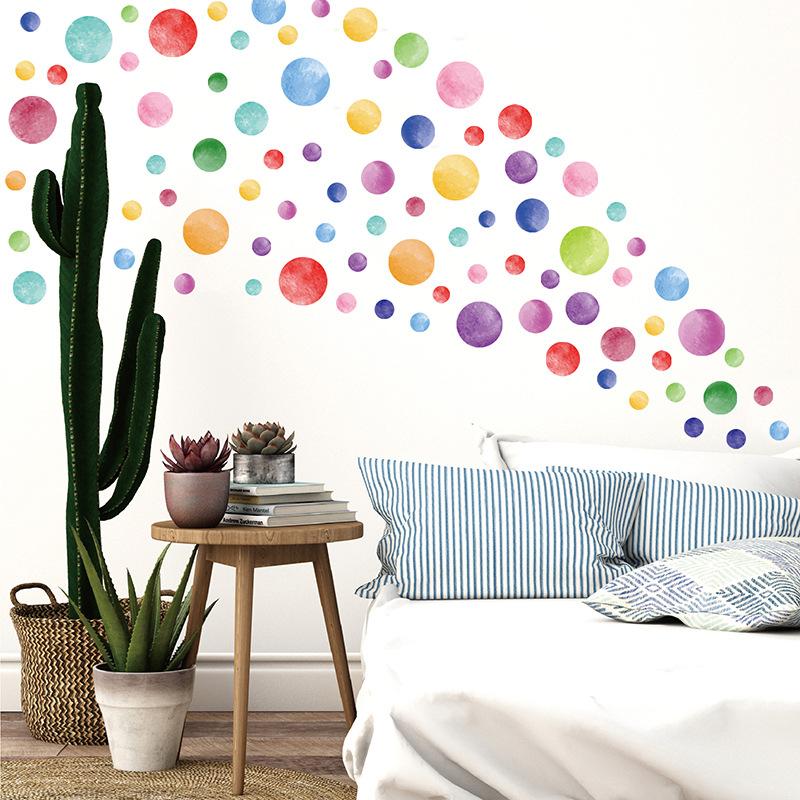 Colorful Polka Dots Wall Stickers for Kids Room Bedroom Nursery Classroom Playroom Backdrop Decoration