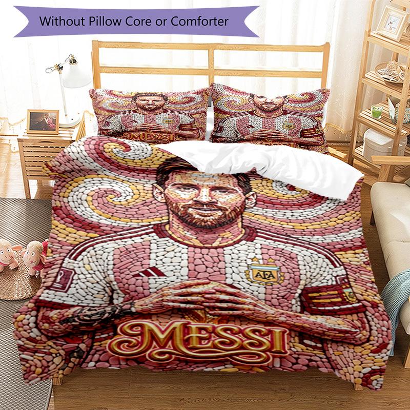 Messi Lionel Messi Football Legend Personalized Name Bedding Set,Soft Bed Linen for Bedroom Home Decoration,Perfect Gift for Football Fans,Breathable
