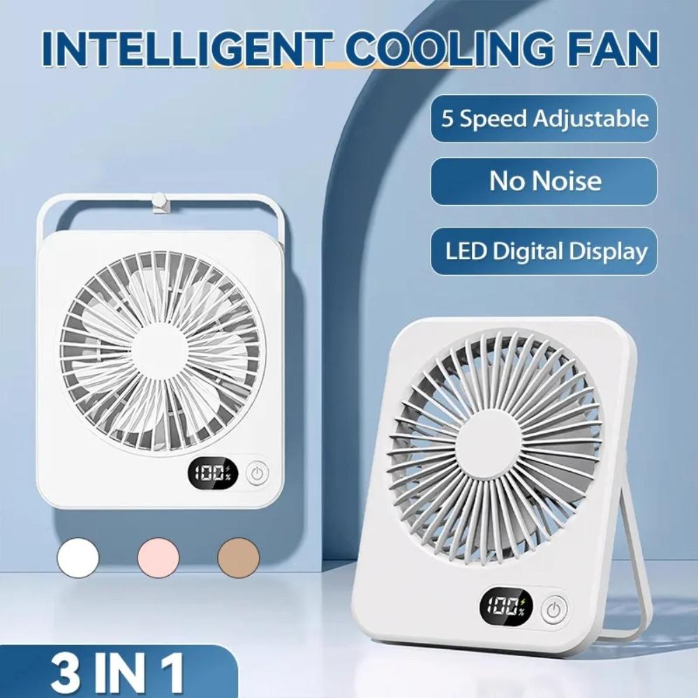 Desk Fan Portable USB Rechargeable Fan 180° Tilt Folding Personal Fan With Power Display 5 Speeds Ultra Quiet Table Fan