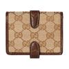 Gucci GG Monogram Canvas Leather Trim Jackie 1961 Bifold Wallet With Gold Hardware For Women Luxury Daily Use
