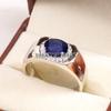 Blue Sapphire Oval Cut Gemstone With 925 Sterling Silver Ring For Men's #B603 JL375686493963