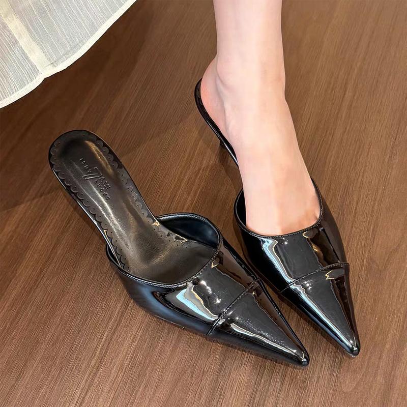 New Fashion Pointed Tip High Heel Slippers Women's Summer Sandals Retro Outdoor Slippers for Women Zapatos De Mujer Slides Women