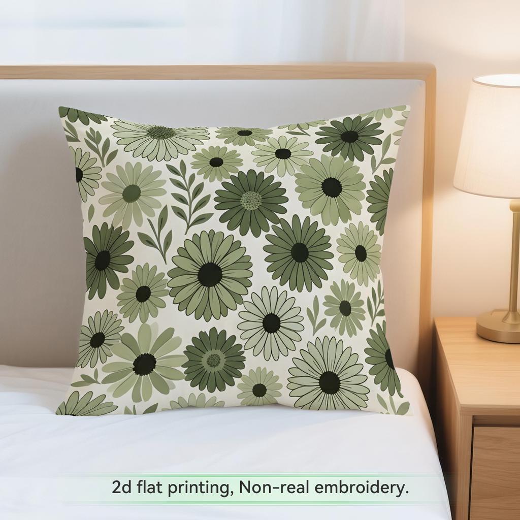 1pcs Green Flowers Cushions Pillowcase Polyester Cushion Cover Throw Pillow Pillowcover Home Car Sofa Decor