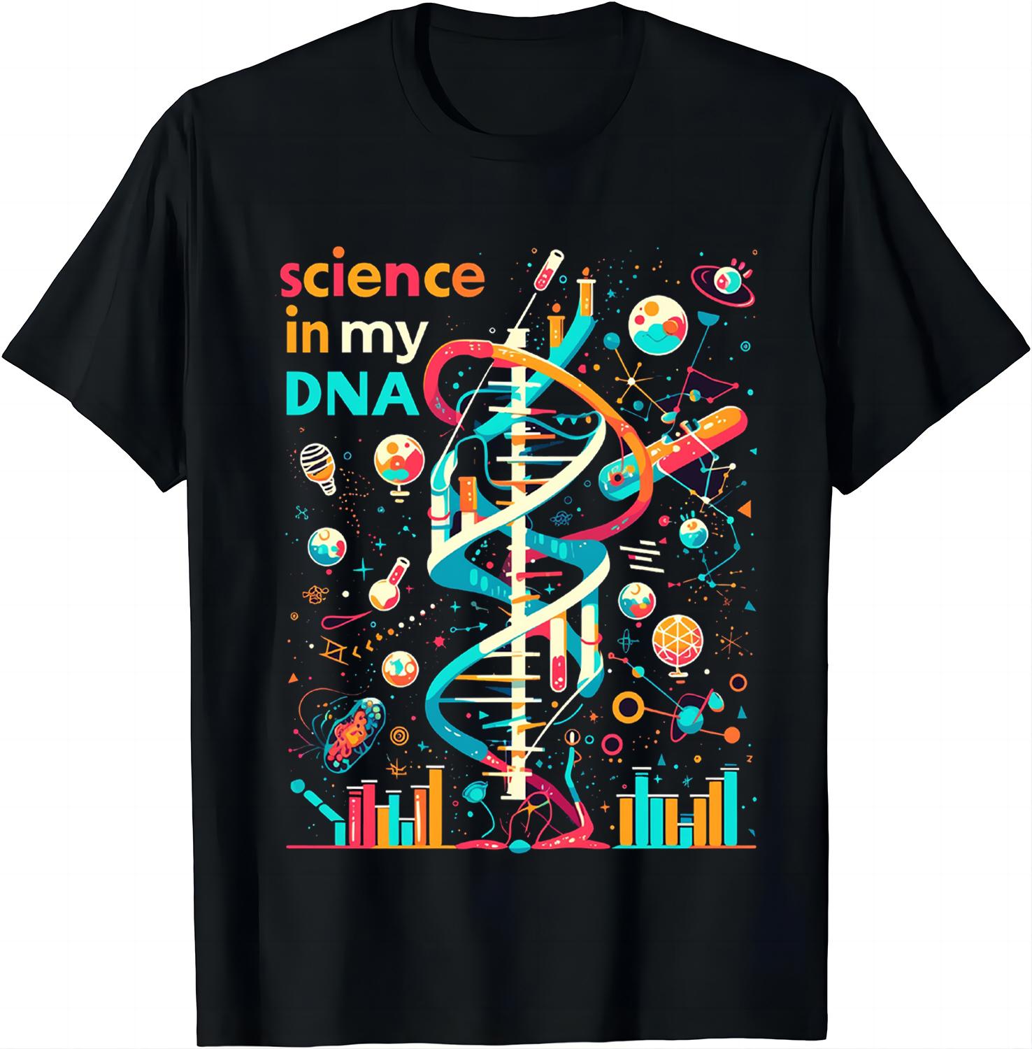 Science Is in My Genes  DNA Bio Teacher Nerd Funny Science TShirt Cotton Women Clothing  Graphic T Shirts  Camisetas S