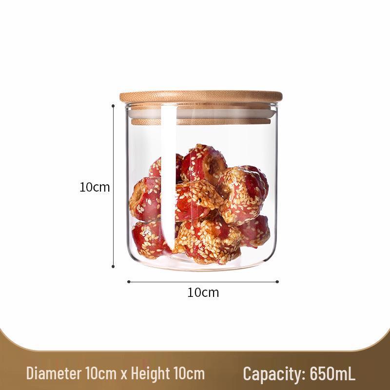 Transparent Sealed Glass Jar for Grains, Cereals, Dried Fruits, Tangerine Peel, and Tea.