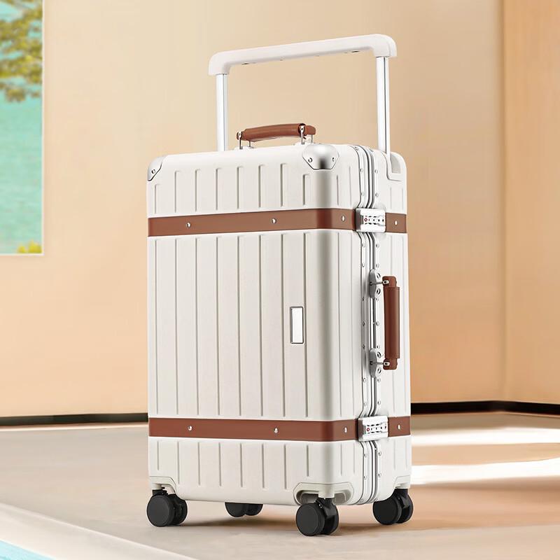 Lishen 20-inch Carry-on Luggage with Leather Handle and Brake Wheels