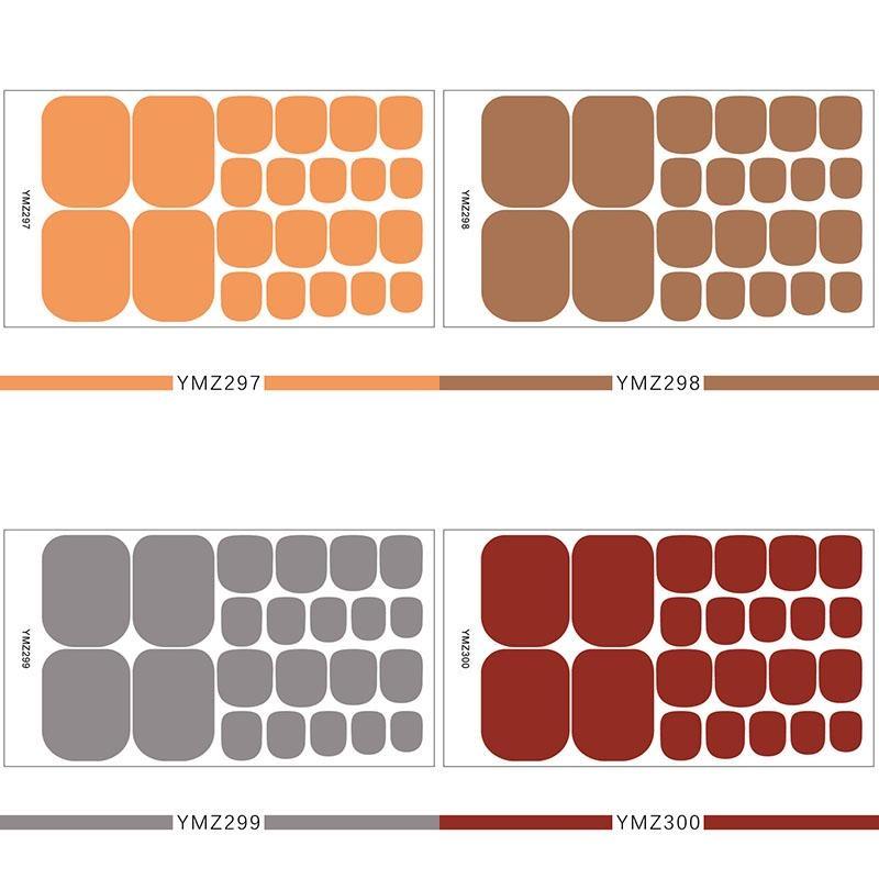 1PC Solid Color Toenail Polish Stickers Full Cover Waterproof  Toe Nail Patch Eco-friendly Long Lasting Toenail Decals Sticker(YMZ277-YMZ308)