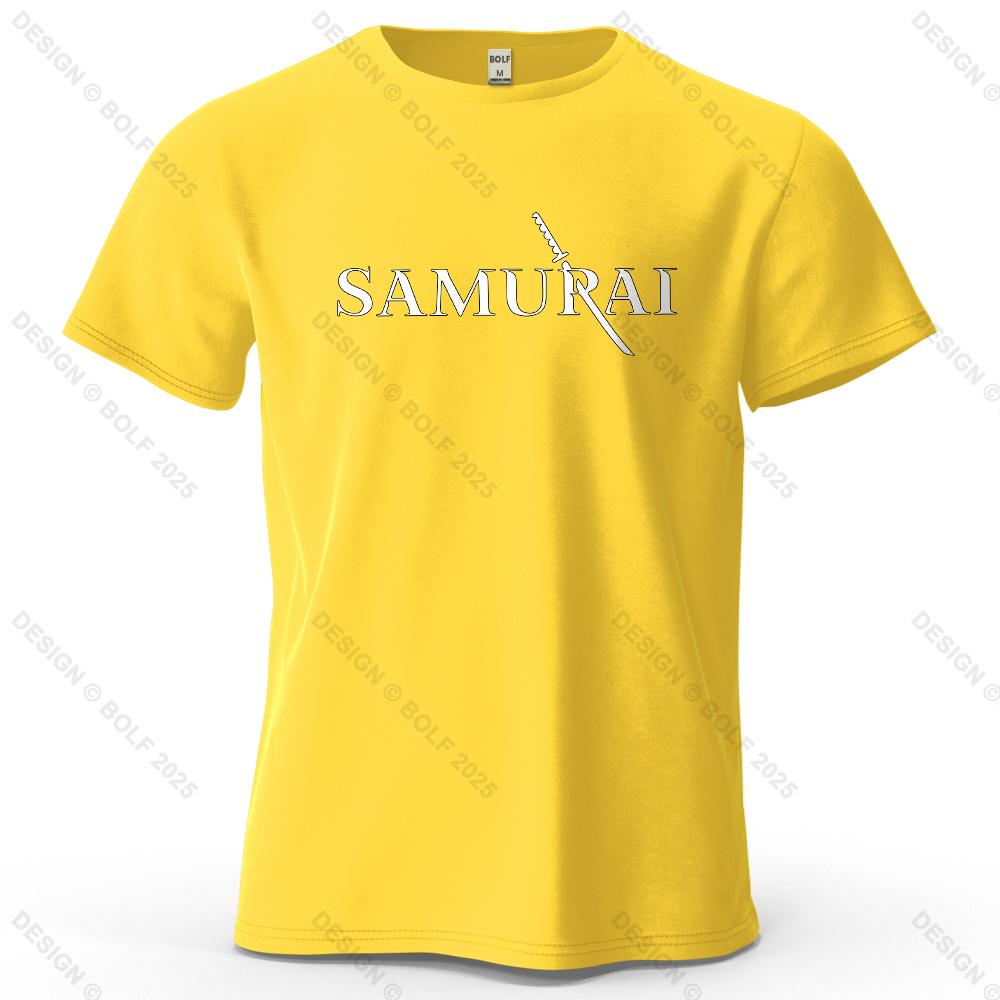 Samurai Sword Sharp Printed Men's T-Shirt 100% Cotton Oversized Martial Arts Fashion Graphic Tees for Women Tops Tees Streetwear
