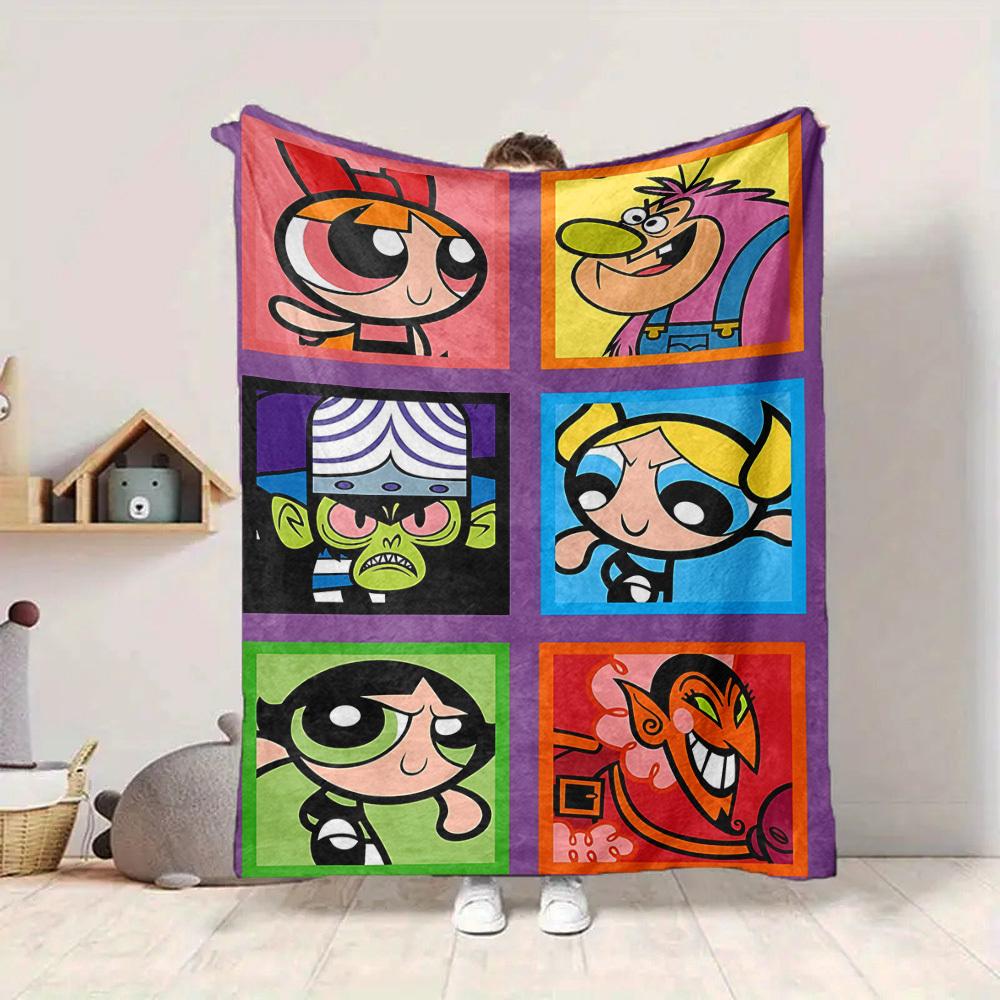 1PC Powerpuff Girls Blanket Soft Warm All Season Throw for Sofa, Bed, Car, Office Vibrant Colorful Design, Durable & Cozy Gift