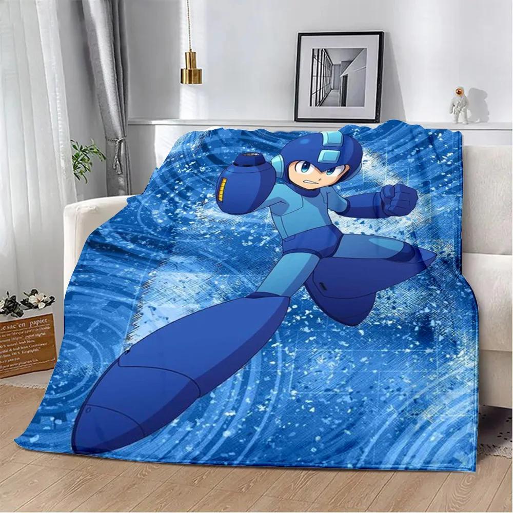 Cartoon Rockman Game Megaman Printed Blanket Picnic Blankets Warm Blanket Soft and Comfortable Blanket Home Travel Birthday Gift