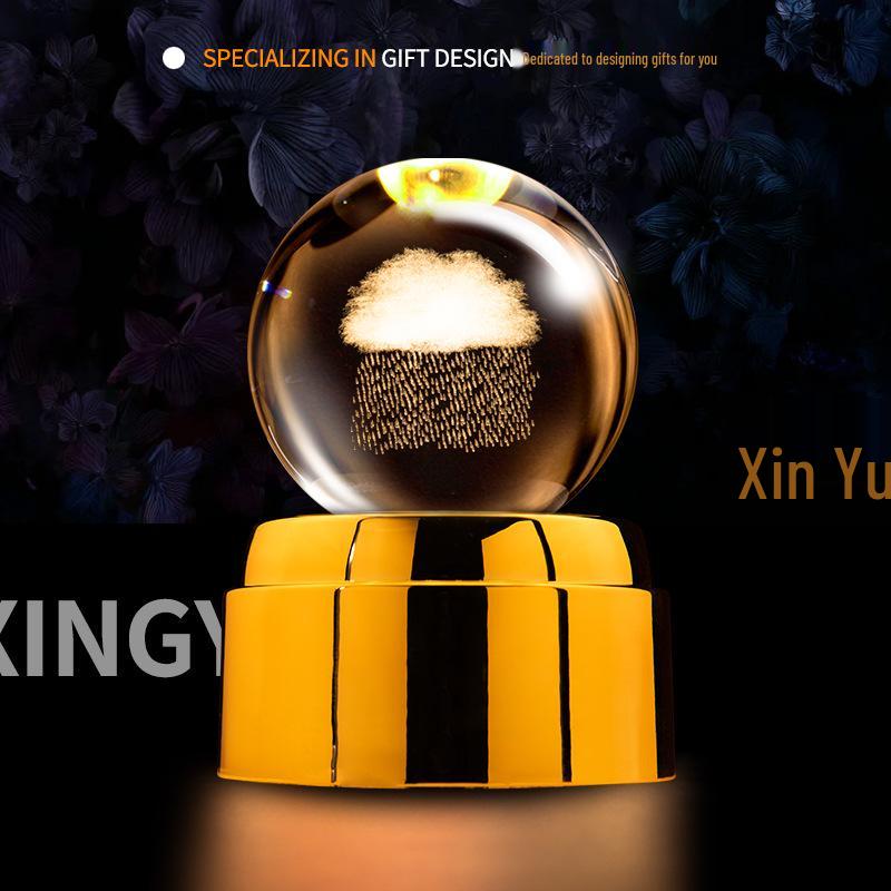 Creative Rotating Crystal Ball Night Light: Decorative Craft for Bedroom Atmosphere and Festive Gift.