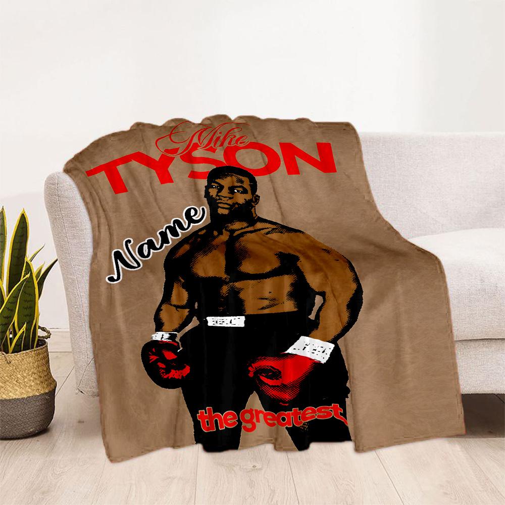 Mike Tyson: Greatest Personalized Text Blanket Throw Personalized Blanket Soft & Cozy Suitable for Chair Nap Seaside Office for All Occasions