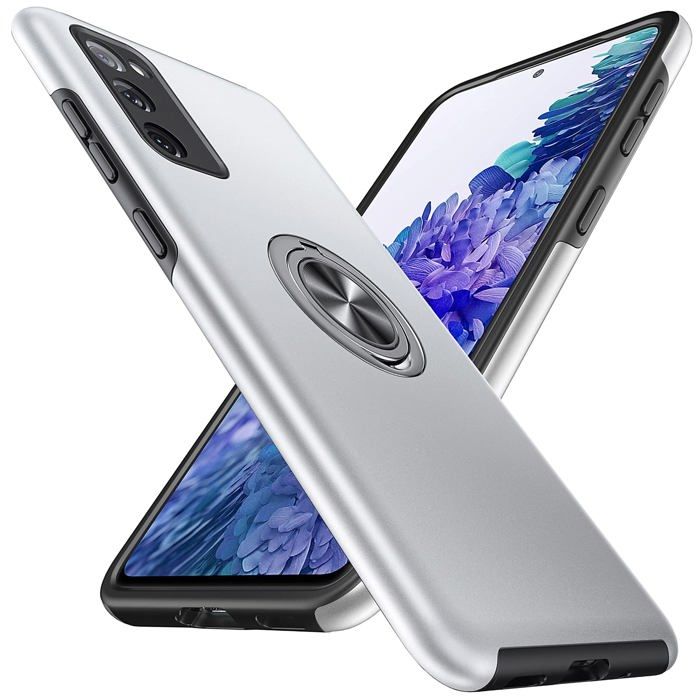 Coque de téléphone - ANQRP - S20 FE - Support magnétique rotatif 360° - TPU et PC - Gris