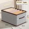Houndstooth Foldable Quilt Storage Box with Lid - Large Wardrobe Bin for Clothes & Pants.