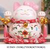 Ceramic Lucky Cat Money Bank Maneki Neko Fortune Cats Porcelain Happy Smiling Cat Figure Feng Shui Decor Ornament