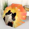 1pc Cat Sunset Automatic Open 8-Rib Windproof Umbrella, Travel & Commuting, Suitable for All Seasons, Lightweight Portable,039