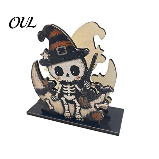 Cute Owl Table Decor Halloween Wood Napkin Holder, Rustic Ghost Skeleton Pumpkin Dispenser, Vertical Holder Vintage Tabletop Standing Tissue