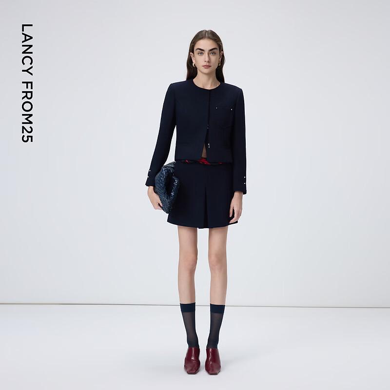 MONEY HONG Women's Elegant Round Neck Short Jacket