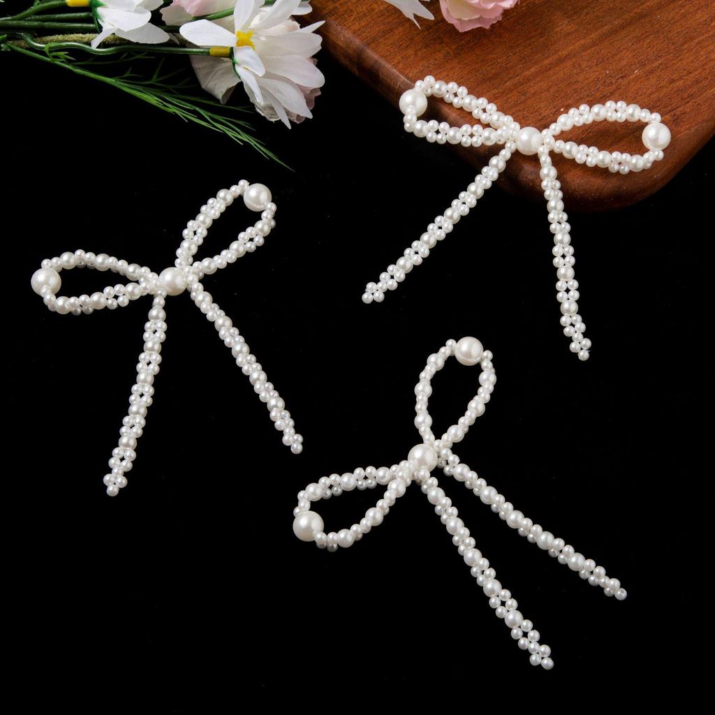 Korean Versatile Imitation Pearl & Flower Bow Beaded Hair Accessories & Clothing Patches