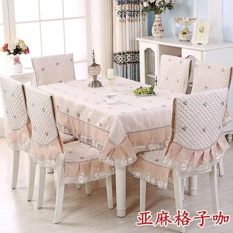 Rectangular Dining Table Cloth Chairs Cover Set Home Tea Table Cloth Lace Chairs Cushion Round Tablecloth Anti Slip Stool Cover