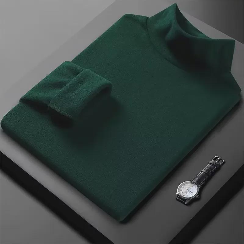 Herren Deutscher Samt Doppelseitiger Langarm Slim Fit Rollkragen für Herbst/Winter