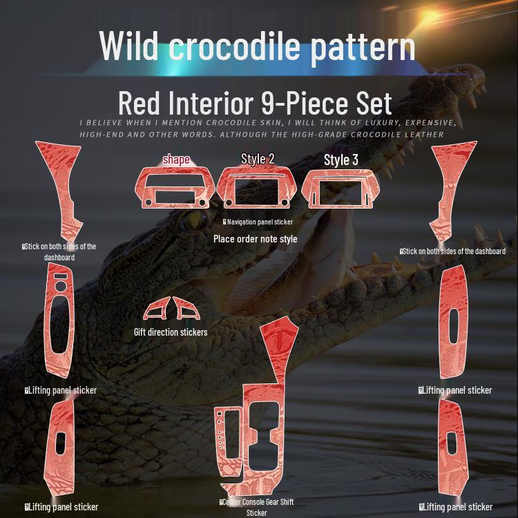 Krokodilmuster Schwarze Folie für 14. Gen Sylphy Innenraum Konsole Gangschaltung Dekoration (20-22)
