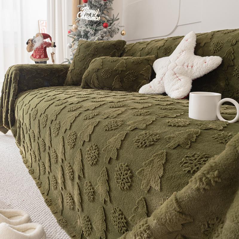 New Christmas Rabbit Plush Sofa Cover Thick Warm All-Cover Solid Couch Covers for Winter Multifunctional Soft Blanket for Office