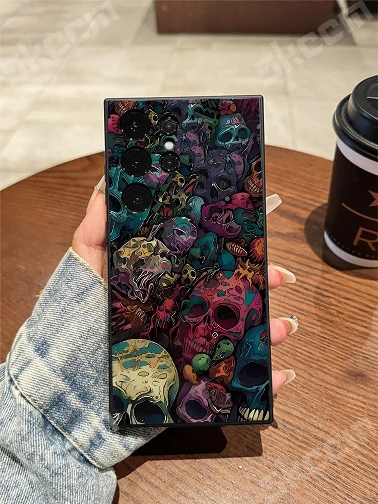 

Halloween Skull Pumpkin Ghost Phone Case For Samsung Galaxy S24 Ultra S23 Plus S22 S20 A73 A72 A71 A55 A54 A51 A50 A35 A15 Cover A15 4G