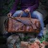 Handmade Top Grain Leather Duffel Bag:  Weekender Travel Holdall