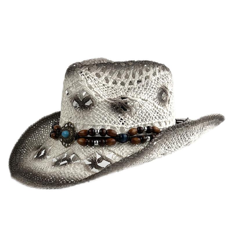 Cowboy Straw Hat With Sun Protection And Breathable Design For Summer Outdoor Activities**