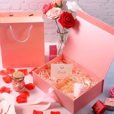 Satin Ribbon Box Collapsible Gift Box With Magnetic Closure  Wedding Baby Shower Party Gifts For Guests Cardboard Packaging Box