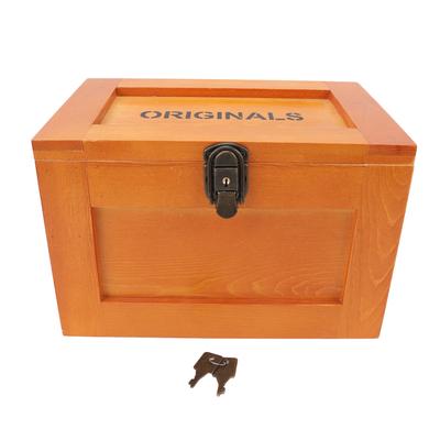 Caja de almacenamiento de madera para escritorio, multifuncional, con cerradura y llaves para artículos diversos.