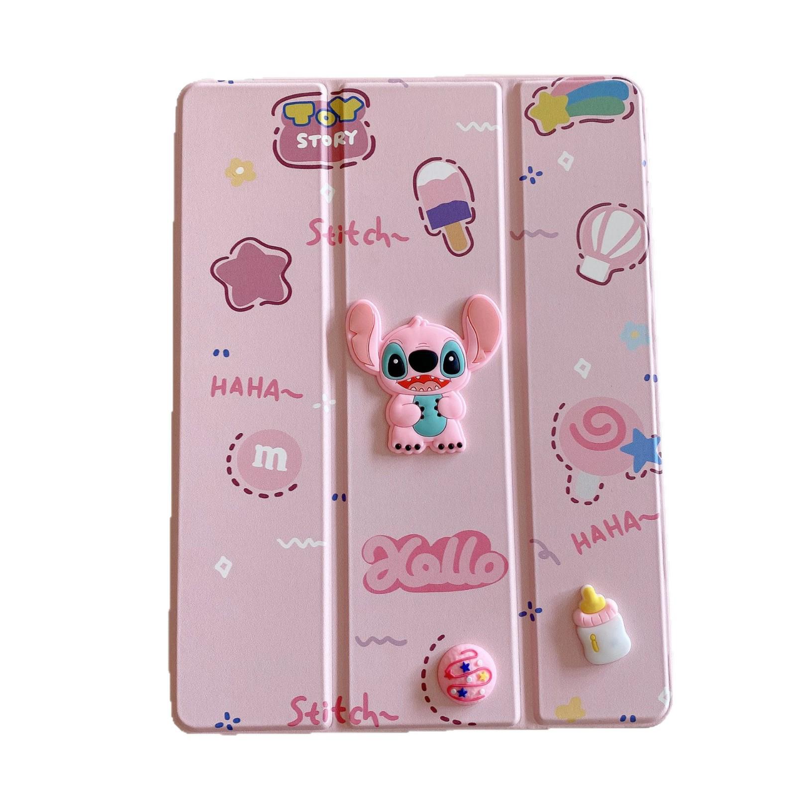 3D Cartoon Anti-Fall Leather iPad Case with Pen Slot and Stand iPad Mini 6/7 (8.3 inch) розовый
