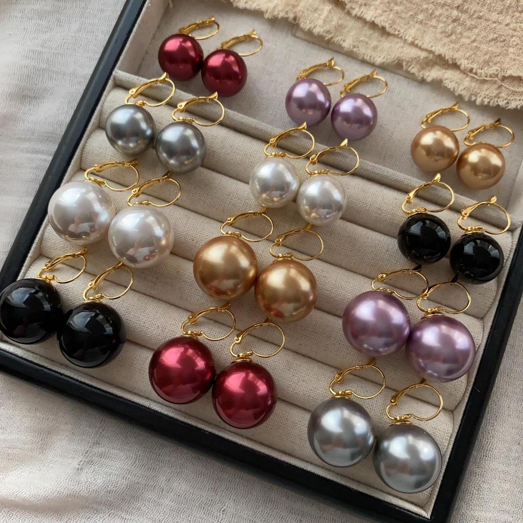 Classic Simple And Bright Pearl Ear Buckle Earrings, Commuting Simple Temperament Multi-Color Daily High-Grade Gentle Earrings