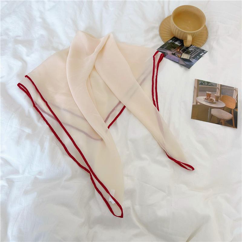 Solid Color Square Scarf Women's Scarf Versatile Decorative Scarf Thin Hair Scarf