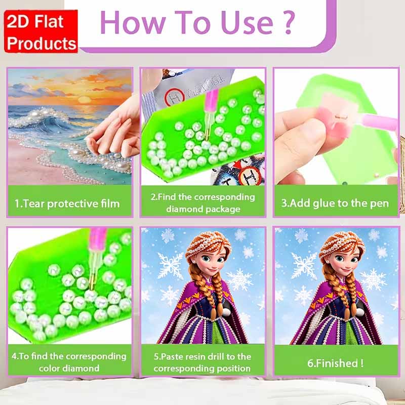 Disney Pearl Painting Frozen Anna 5D DIY Pearl Picture Crafts for Adults/Beginners Gift Ideas Home Decor