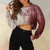 Women's Fashion Casual Round Neck Loose Long Sleeve Halloween Printed Short Sweatshirt