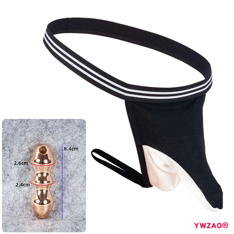 YWZAO Insertable Anal Plug Mens Underwear Thong Separate Pouch Design Black N28