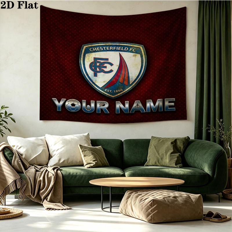 Custom Name Chesterfield F.C Printed Tapestry – Wall Hanging for Bedrooms, Dorms, and Home Decor