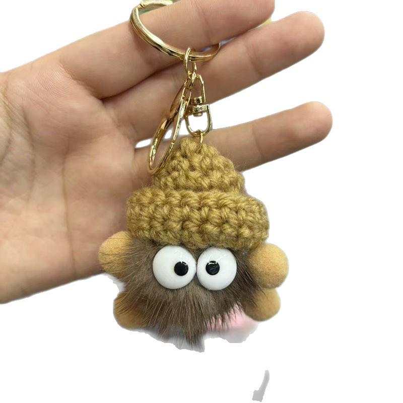 Big-Eyed Coal Ball Plush Keychain - Student Bag Accessory, Couple Pendant, Small Gift