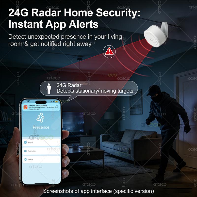 Mini Zigbee Human Presence Sensor 24G Mmwave Radar Detector Occupancy Sensor,Static/Motion Detect,For Tuya Home Assistant Z2MQTT