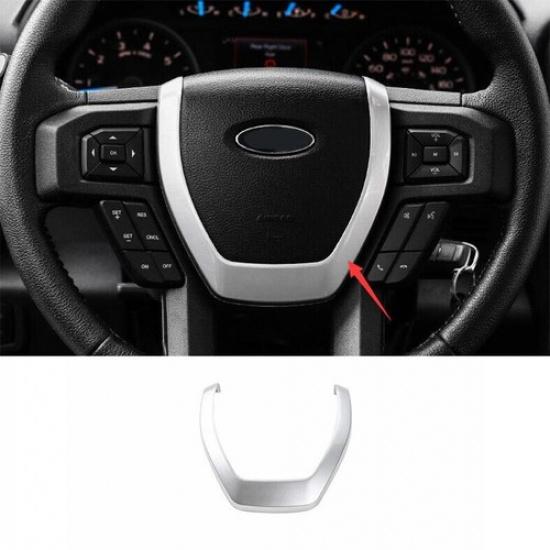 1PCS Silver 2015- A Fit For Ford F150 F-150 Steering Wheel U Type Cover Trim