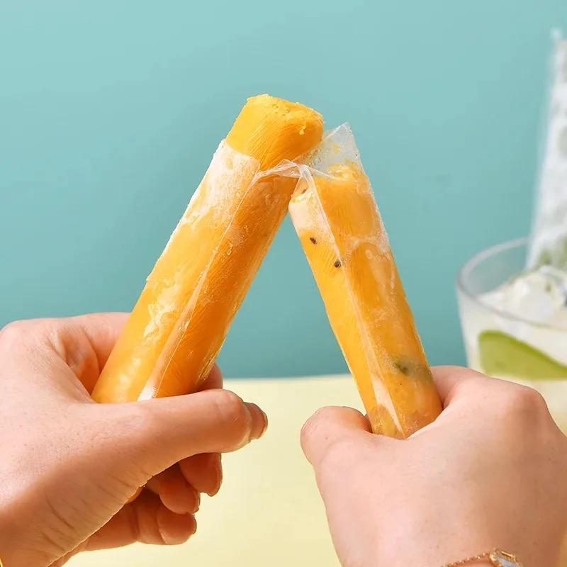 100/60/20 stk engangs ispopformpose Stor fryseispinne forseglede poser DIY Juice Yoghurt Smoothie Bag med trakt iskremverktøy