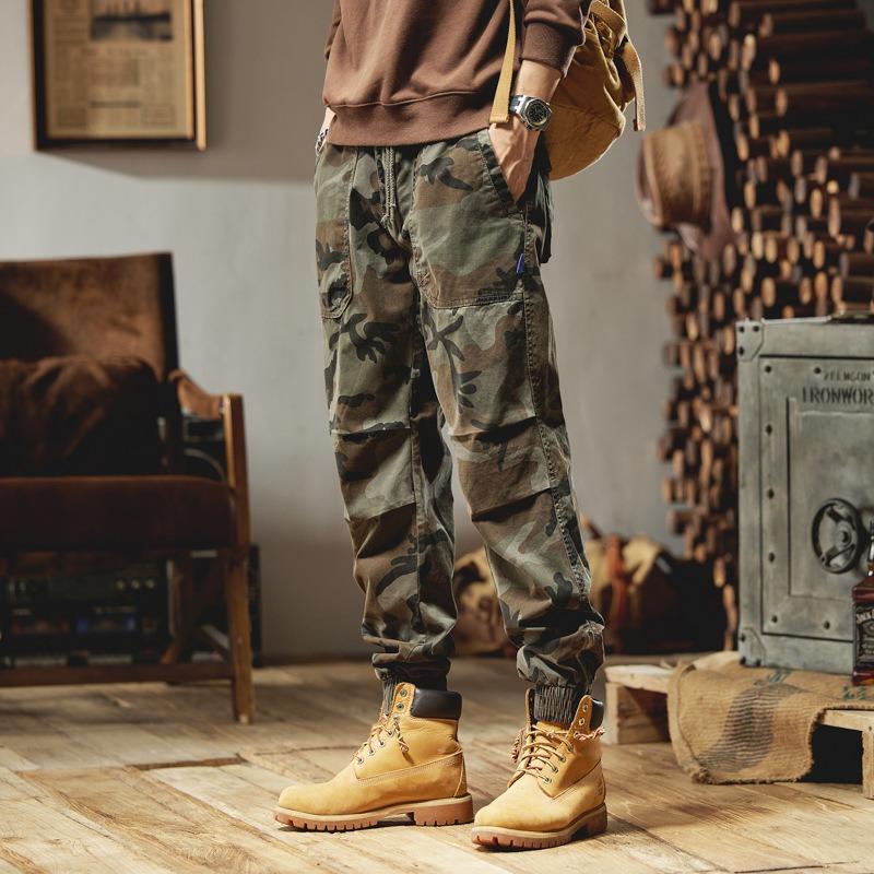 Outdoor Tooling Camouflage Pants Casual Loose Tooling Pants Men's High-end Sense Ruffian Handsome Men's Clothing Sports Corset Men's Clothing