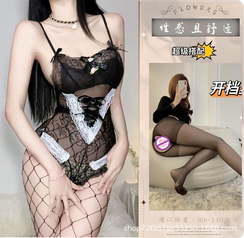 Sexy lingerie girl small fresh pink pajamas back cross strap sexy miniskirt women's suit underwear