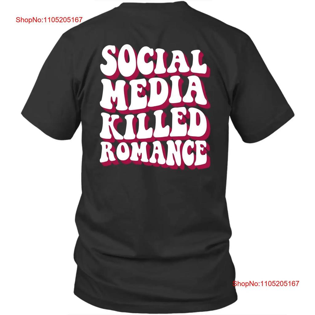 On Back Social Media Killed Rounisexce T Shirt Vintage Stretched Homme Graphic Top For Everyday Wear Slightly Breathable