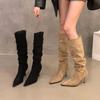 2025 Autumn/Winter Retro High Heel Stiletto Slouch Boots - Elegant Pointed Toe Coat Boots for a Slimming Goddess Look
