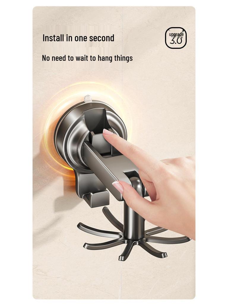 Wall-Mounted Rotating Suction Cup Storage Rack: Organize Spoons, Ladles & Cutting Boards Without Drilling